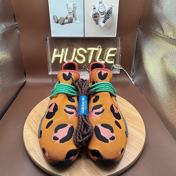 Adidas x Pharrell Williams HU NMD Animal Print Orange Size 10 NEW - Picture 7 of 10